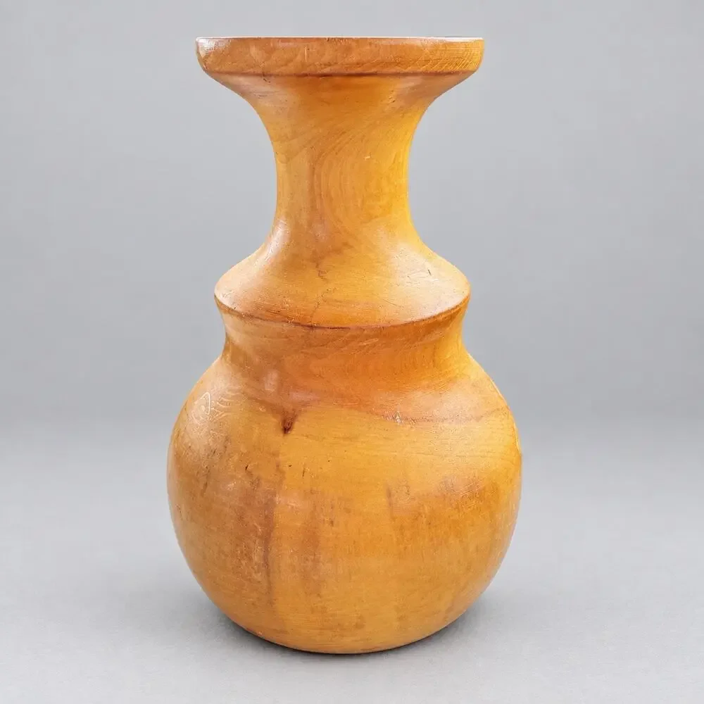 Vintage Paul's Aspen Crafts Hand Turned Aspen Wood Vase Warm Honey Finish 6”